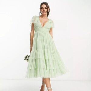 Lace & Beads Bridesmaid Madison‎ V Neck Tulle Dress size 16 UK